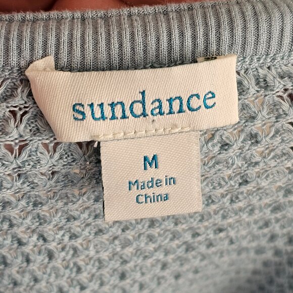Sundance Light Blue Waffle Knit Long Sleeve Sz M - Picture 6 of 8